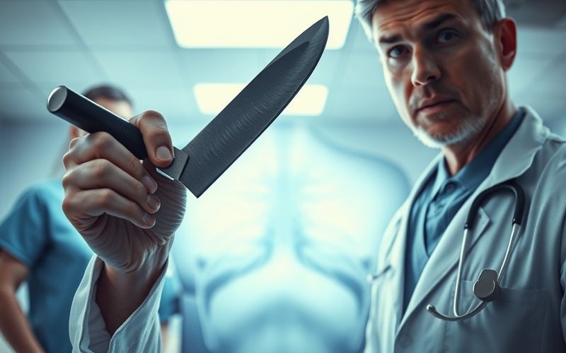 Man complains of sore nipple only for docs to find giant KNIFE had been lodged in his chest for eight years